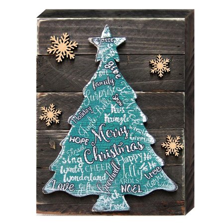 DESIGNOCRACY Christmas Tree Art on Board Wall Decor 9881108